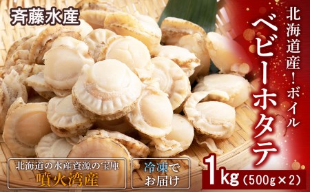 北海道産 ボイルベビーホタテ 500g×2袋（合計1kg）【斎藤水産】 ほたて 帆立 ベビーほたて 貝 ボイル 魚貝類 北海道ふるさと納税