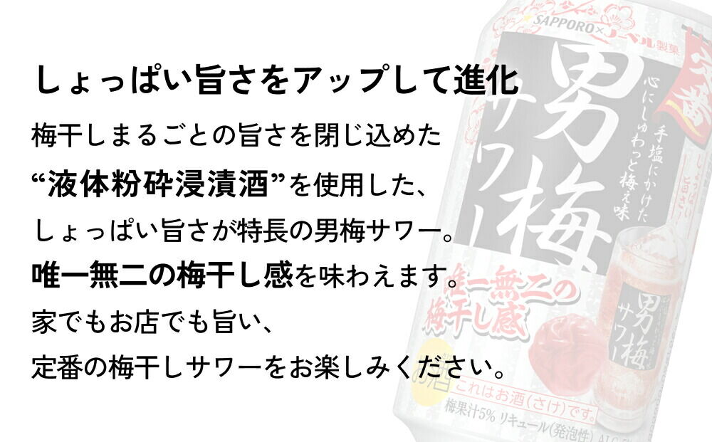 サッポロ 男梅サワー 350ml×48缶(2ケース分)同時お届け 缶 チューハイ 酎ハイ サワー