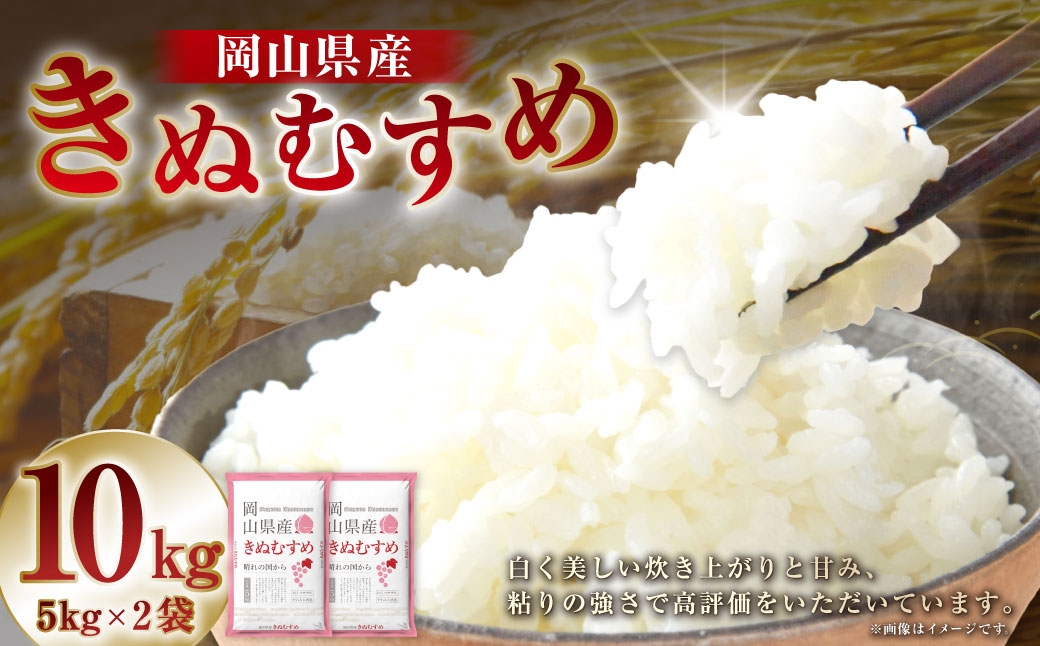 
                  【 令和7年産 】 岡山県産 きぬむすめ 10kg （ 5kg × 2袋 ） お米 米 こめ 白米 白飯 飯 ご飯 おにぎり ブランド米 ブランド 国産 コメ
                