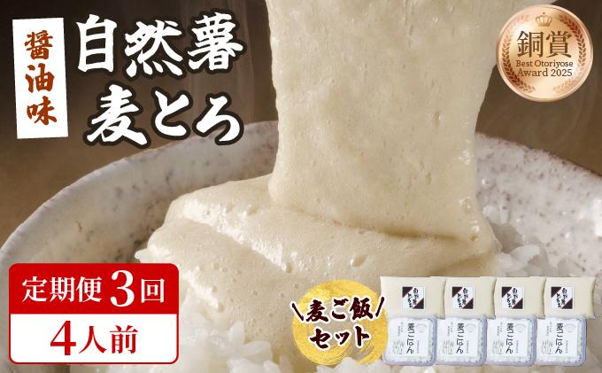 ＜定期便・全3回＞味付け不要！本格自然薯麦とろセット（4人前）|自然薯 じねんじょ とろろ 山芋 やまいも 長芋 ながいも ご飯のお供 山葵 ワサビ おつまみ 酒の肴 山かけ 麦とろ そば うどん 鉄火巻 鉄火丼 冷凍 送料無料 福岡県 那珂川市