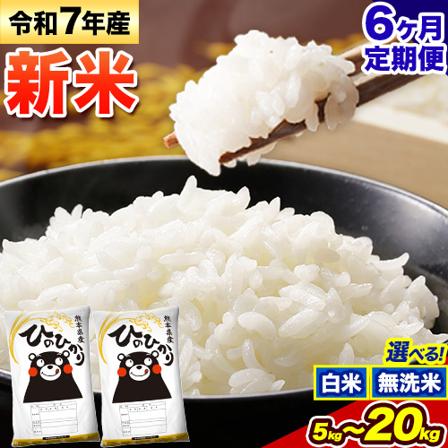 【6ヶ月定期便】新米 令和7年産 無洗米 も選べる ひのひかり 定期便あり 5kg 10kg 15kg 20kg《11月から出荷開始》 熊本県産 ふるさと納税 無洗米 白米 精米 ひの 米 こめ ふるさとのうぜい ヒノヒカリ コメ お米