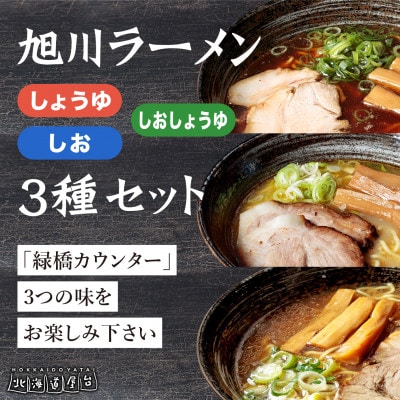 旭川ラーメン　緑橋カウンター　3種セット(冷凍ラーメン)_03944【配送不可地域：離島・沖縄】【1523820】