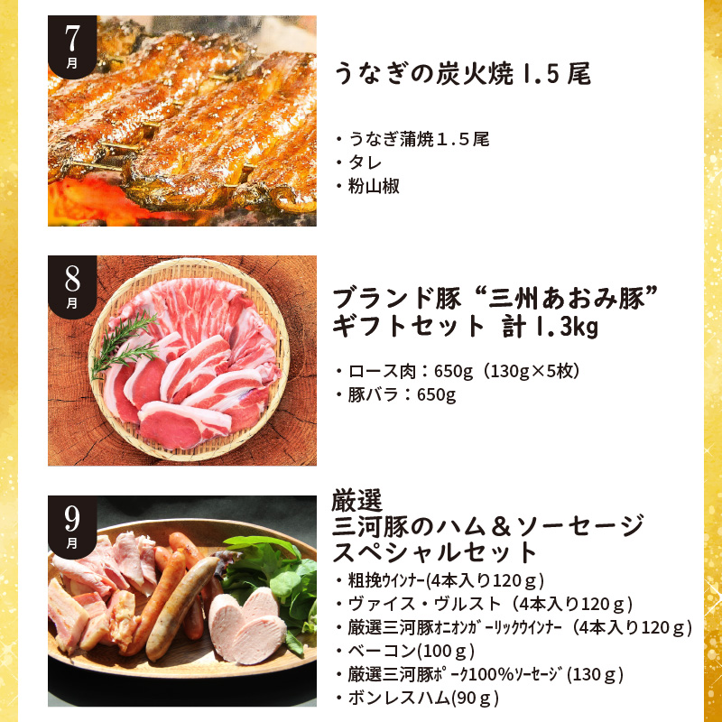 【全12回】厳選！うなぎとお肉の定期便(毎月お届け）　H028-076