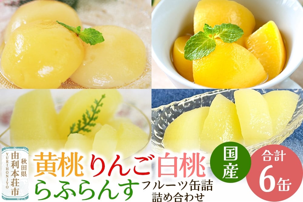 
            Sanuki 国産 フルーツ缶詰 4種6缶セット (黄桃・りんご・薄切りらふらんす・2つ割り白桃)
          