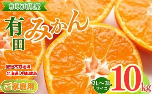 【ご家庭用】和歌山有田みかん約10kg(2L、3Lサイズ)〇 ※北海道・沖縄・離島への配送不可 ※2025年10月中旬～2026年1月下旬頃に順次発送予定