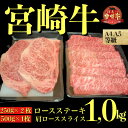 【ふるさと納税】【A4等級以上黒毛和牛】宮崎牛ステーキ＆スライスセット 計1.0kg（黒毛和牛 ブランド牛 ステーキ すき焼き 焼肉 内閣総理大臣賞）