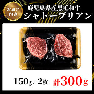 鹿児島県産黒毛和牛・シャトーブリアン 計300g(150g×2枚) 黒毛和牛 牛肉 ステーキ【ビーフ倉薗】C43