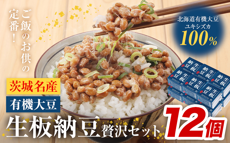  納豆 茨城名産 生板納豆 有機大豆 セット 12個 有限会社秋山食品《90日以内に出荷予定(土日祝除く)》茨城県 河内町 有機 納豆 茨城県産 茨城 ナットウキナーゼ たれ---kawachhi_a