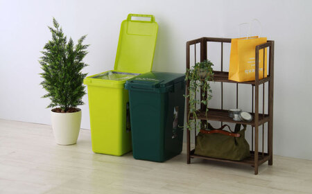 ごみ箱 連結 45L ライトグリーン 2個組 / ダストボックス シンプル リビング / 恵那市 / 東谷株式会社 明智流通センター [AUAD057]
