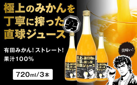 極上のみかんを丁寧に搾った直球ジュース 720ml 3本 みかんジュース 勇希農園
