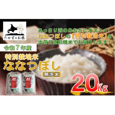 ふるさと納税 鷹栖町 【令和7年産新米予約】たかすのお米 「特別栽培米 ななつぼし」20kg(無洗米・精米) SA946
