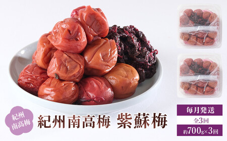 紀州南高梅 紫蘇梅 350g×2 塩分15％ [定期便 毎月発送・全3回]