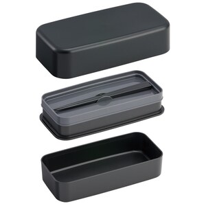 環境に配慮した ランチボックス 1000ml 2段 お弁当箱 箸付き 大人 おしゃれ skater スケーター PLB10WCB アッシュブラック レンジ対応 食洗機対応 洗いやすい シンプル 弁当箱