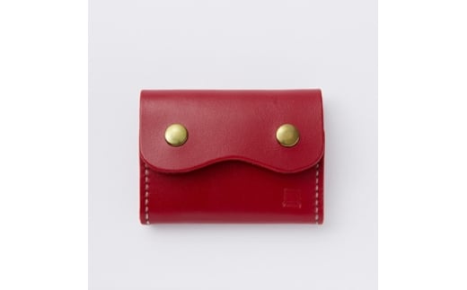 ＜ちっこくても使い易いミニ財布no.3＞左利き用　かわいい赤革　手縫い　多機能Boxタイプ【1692344】