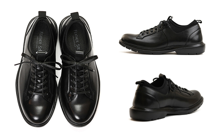 FEATHER STEP FS-907本革ビジネススニーカー 軽量 プレーントゥ BLACK 26.5cm