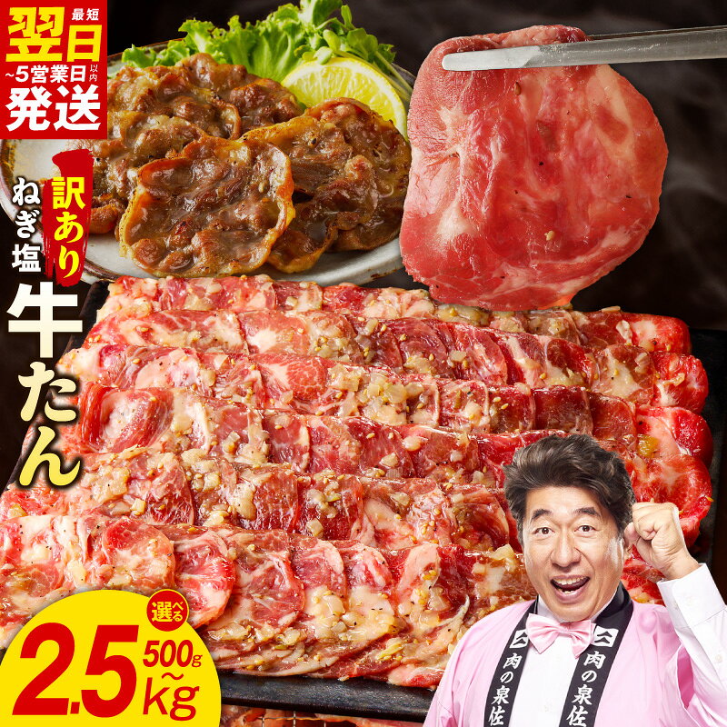 【ふるさと納税】ねぎ塩牛たん 最短翌日発送 訳あり 選べる 500g 〜 2.5kg ふるさと納税 牛タン ふるさと納税 牛たん 薄切り 成型 規格外 小分け 味付け 塩だれ 牛ハラミ 牛肉 冷凍 焼肉 BBQ 焼くだけ ストック 発送月 年内配送 肉の泉佐野 大阪府 泉佐野市 送料無料