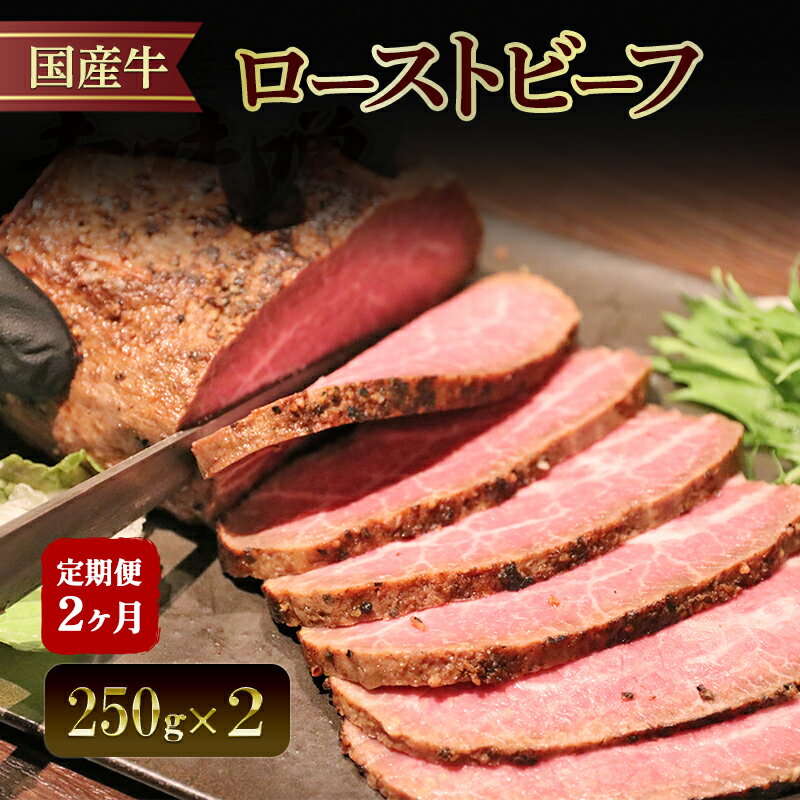 【ふるさと納税】【2か月定期便】国産牛ローストビーフ　250g×2 | 牛肉 国産牛 オードブル 冷凍 惣菜 おかず 京都　お届け：年末年始(12/29～1/4)の配送はいたしかねます。
