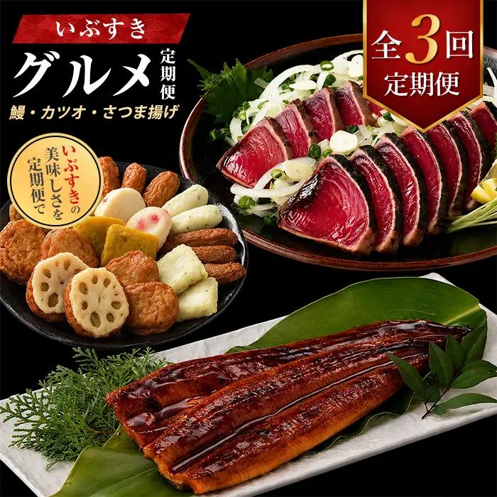【全３回定期便】鰻・カツオ・さつま揚げ いぶすきグルメ定期便 IBZ999-021