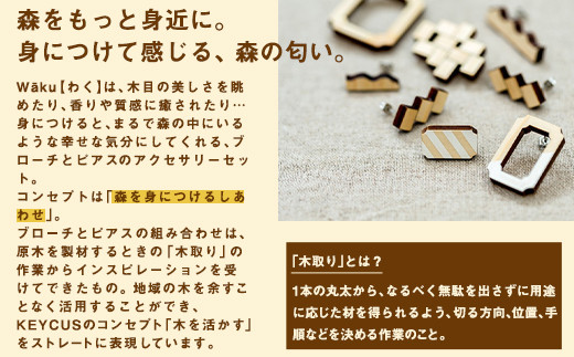 熊本県  Waku（わく）ひかり ブローチ ピアス KEYCUSプロジェクト事務局 國武林業《30日以内に出荷予定(土日祝除く)》---sm_kunihika_30d_23_18000_bp---