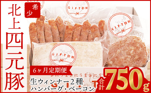 【定期便6ヶ月】GIFTON  岩手県産四元豚  グルメセット A 750g  【1229】