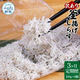 t188mmk　〈3ヶ月定期便〉訳あり 釜揚げシラス 100g×6個 定期便 定期コース 3ヶ月 しらす シラス 釜揚げ 新鮮 塩分控えめ 離乳食 わけあり ワケあり 不揃い しらす丼 海鮮丼 お茶漬
