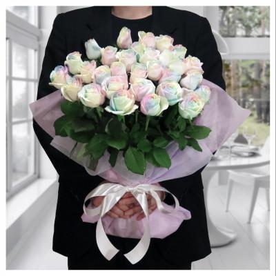 ふるさと納税 尾張旭市 生花 レインボーローズ 花束 ピュアパステル Mサイズ : 愛知県尾張旭市 30本 |  | 02