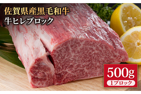 佐賀産和牛ヒレブロック 500g / 牛肉 九州 [IAG036]