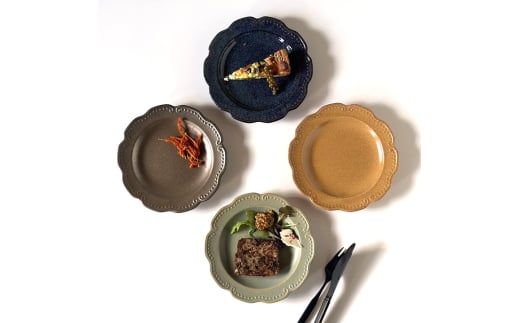 【美濃焼】 リーフリム フラワープレート 17.5cm メタルブラウンマット / 窯元ロングアイランド [AZCU101]