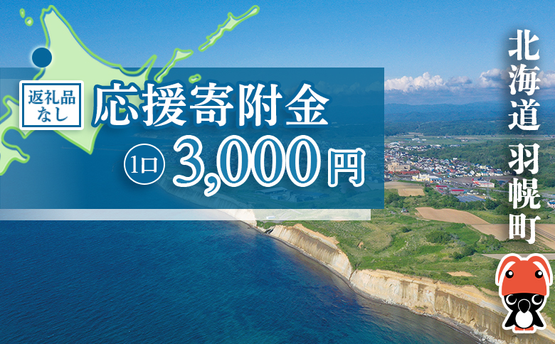 北海道羽幌町への応援寄付　返礼品なし　1口 3,000円【99003】