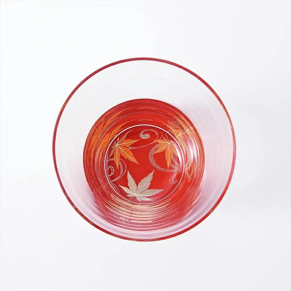 みよし漆器本舗 紀州塗り ぬりもん de Verre フリーグラス 紅葉 赤 210ml