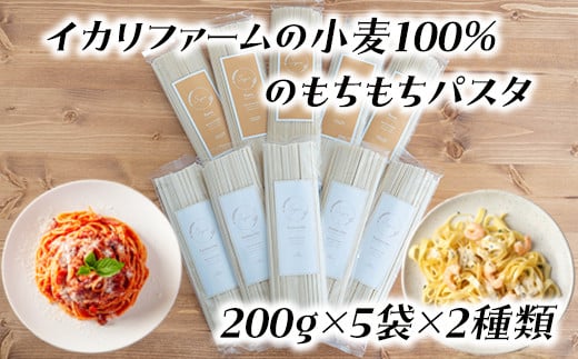 
近江八幡市産小麦100％のもちもちパスタセット　200g×5袋×2種類【C053SM】
