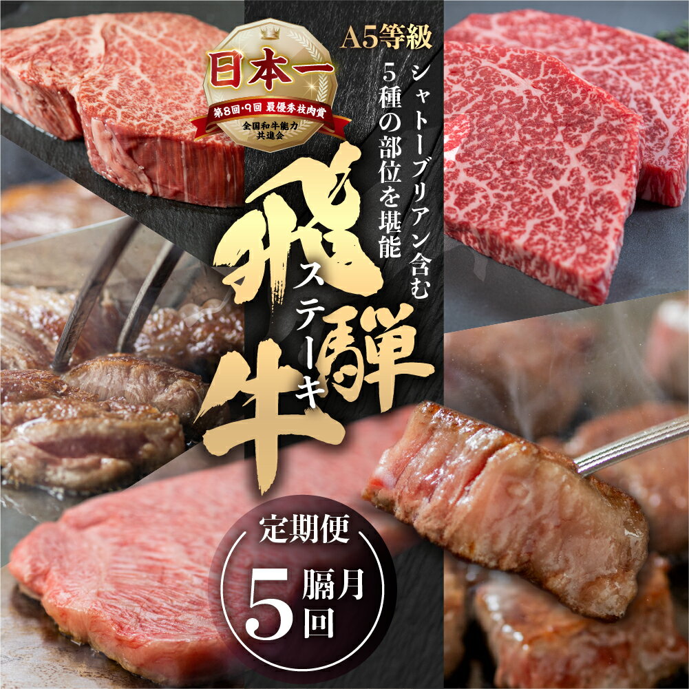 【ふるさと納税】【発送開始月が選べる】[A5等級] 飛騨牛 ステーキ 5回 隔月 定期便 | ヒレ フィレ シャトーブリアン サーロイン モモ 赤身 霜降り 牛肉 肉 和牛 牛肉 肉 冷凍 焼肉 ステーキ 定期便 肉 お楽しみ 定期便 牛肉 本巣市 トキノ屋 食品 125000円