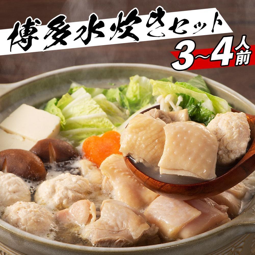 ※受付停止※濃厚スープと注目の銘柄鶏の旨味がたっぷり！博多風水炊きセット 3～4人前 大川市