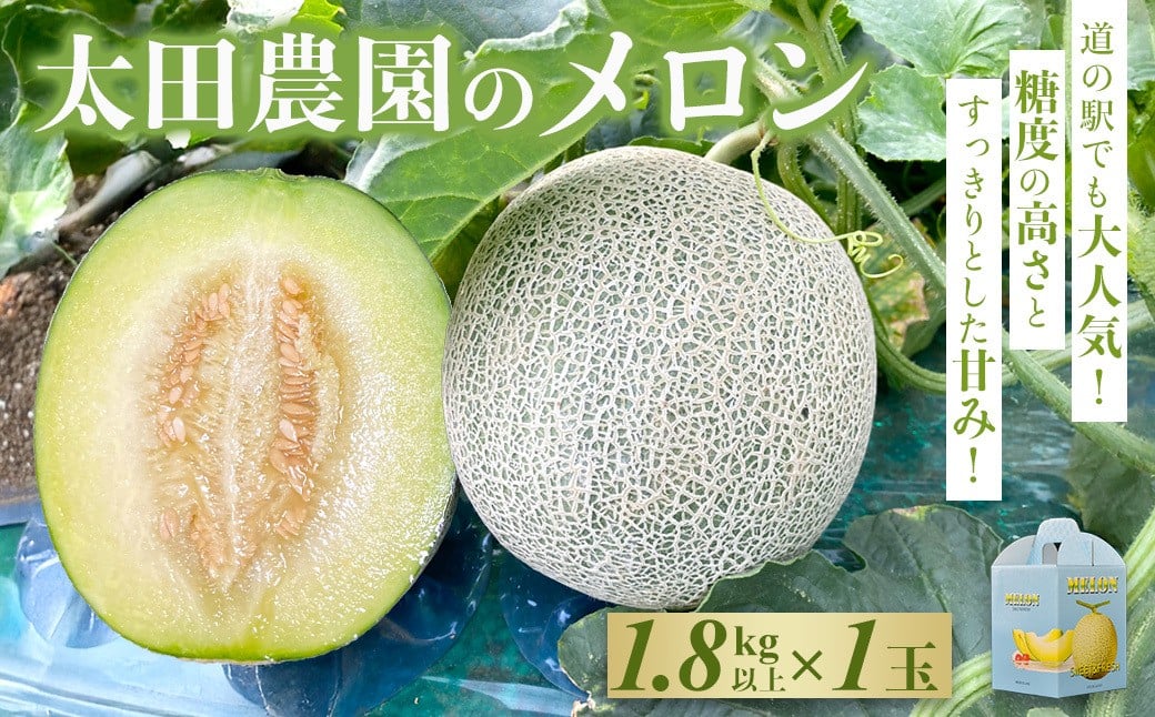 
            【先行予約】【6月上旬～中旬発送予定】道の駅でも大人気! 糖度の高さとすっきりとした甘みが特徴! 太田農園のメロン 1.8kg以上×1玉 SMBW001
          