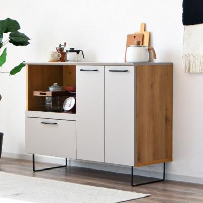 ふるさと納税 大川市 サイドボード 木製 幅120cm メラミン グレー