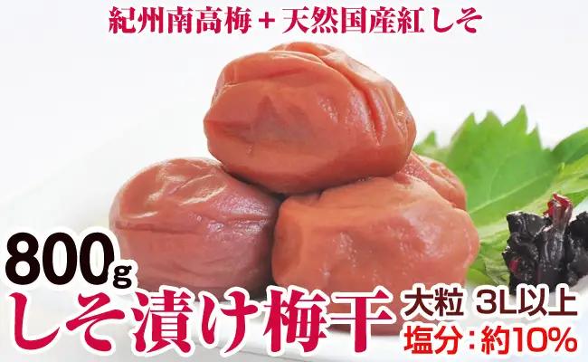【0281-4】しそ漬け梅干（紀州南高梅）800g 大粒 3L以上 和歌山県産
