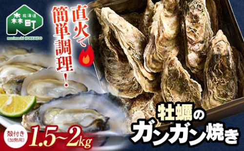 北海道森町 噴火湾産 海の恵みカキのガンガン焼き 殻付きカキ(加熱用) 1.5kg～2kg ＜ワイエスフーズ＞ 森町 かき 牡蠣 海産物 魚貝類 ふるさと納税 北海道 mr1-1374
