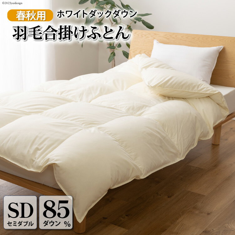 【ふるさと納税】 羽毛布団 【春秋用】 セミダブル 日本製 中厚 羽毛 合掛け ダウンケット 布団 エクセルゴールドラベル ホワイトダックダウン 85％ 1kg (無地 アイボリー) 防菌 防ダニ 抗菌 防臭 収納ケース付き 軽量 日本製 送料無料 [川村羽毛 山梨県 韮崎市 20743640]