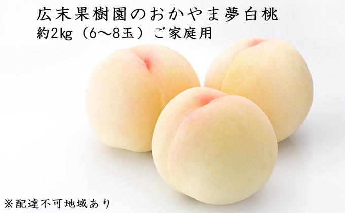 
もも 2024年 先行予約 ご家庭用 おかやま夢 白桃 約2kg（6～8玉） 広末果樹園 岡山 桃 モモ 果物 フルーツ
