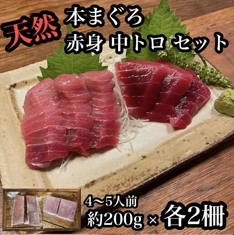貴重な天然本鮪 赤身 約200g 中トロ 約200g 各2柵ずつ 4 5人前●赤身はマグロの中心部天身を使用！中とろの脂はくどくない上質な脂！【赤身 天身 惣菜 海鮮 お取り寄せ 御中元 お中元 お歳暮 父の日 母の日 贈り物 日本酒 焼酎  マグロ マグロ】【神奈川県小田原市早川】