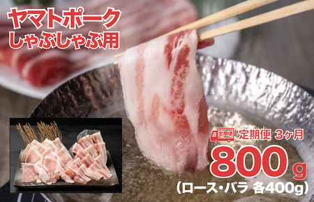 【定期便 ３ヶ月】ヤマトポーク しゃぶしゃぶ用 800g ロース バラ 各400g 切落し 豚肉 肉 ブランド豚肉 切り落とし 肉 ヤマトポーク 肉 豚肉 国産豚 ブランド豚肉