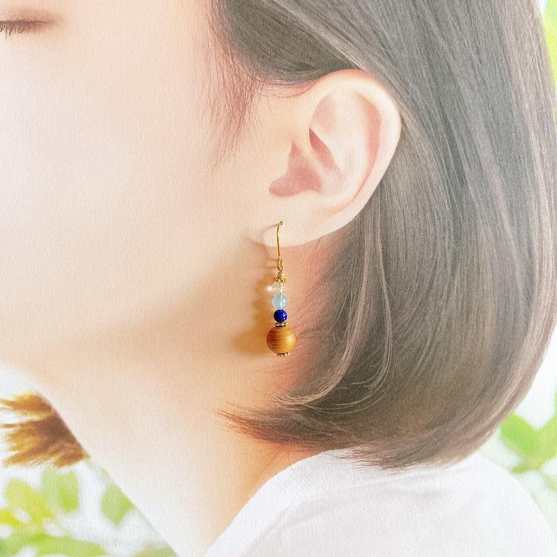 屋久杉×3月誕生石　ピアス