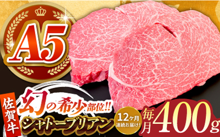 【全12回定期便】佐賀牛シャトーブリアン200g×2パック HCS106 シャトーブリアン ステーキ ヒレ 和牛