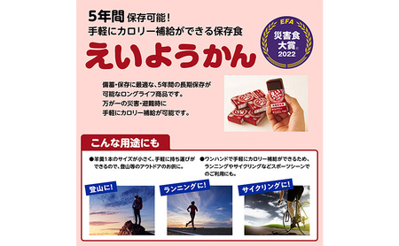 えいようかん 非常食  1セット(20本:5本入×4) ミニようかん ひとくち羊羹 スティック スイーツ 和菓子 おやつ お菓子 備蓄 保存食 長期保存 栄養補給 防災 災害対策 登山 行動食 まとめ