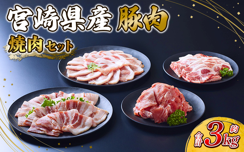 豚肉 宮崎県産 いもこ豚 焼肉 セット 3kg 切り落とし 小分け 真空パック 豚 豚バラ バラ ロース 肩ロース スライス 小間切れ 焼肉用 焼き肉 BBQ 鉄板焼き 豚丼 国産 九州産 宮崎 ブランド 冷凍 送料無料