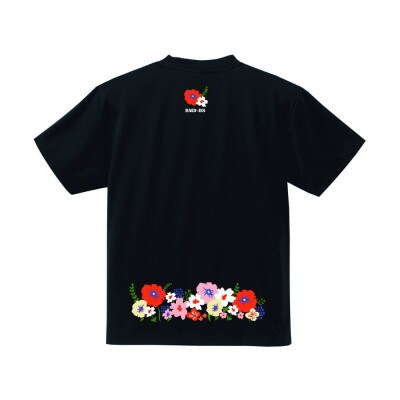 JTTA公認　卓球ユニフォーム【男女兼用(ドライ):Lサイズ】フラワー2　ブラック【1670994】