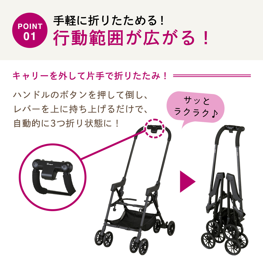 【コムペット】 ミリミリ キャリー ワイピオグリーン（GR） 小型犬用 ペットカート 119613 combi コンビ キャリーセパレートタイプ 軽量コンパクト 軽量 通気性 清潔 コンパクト収納 自