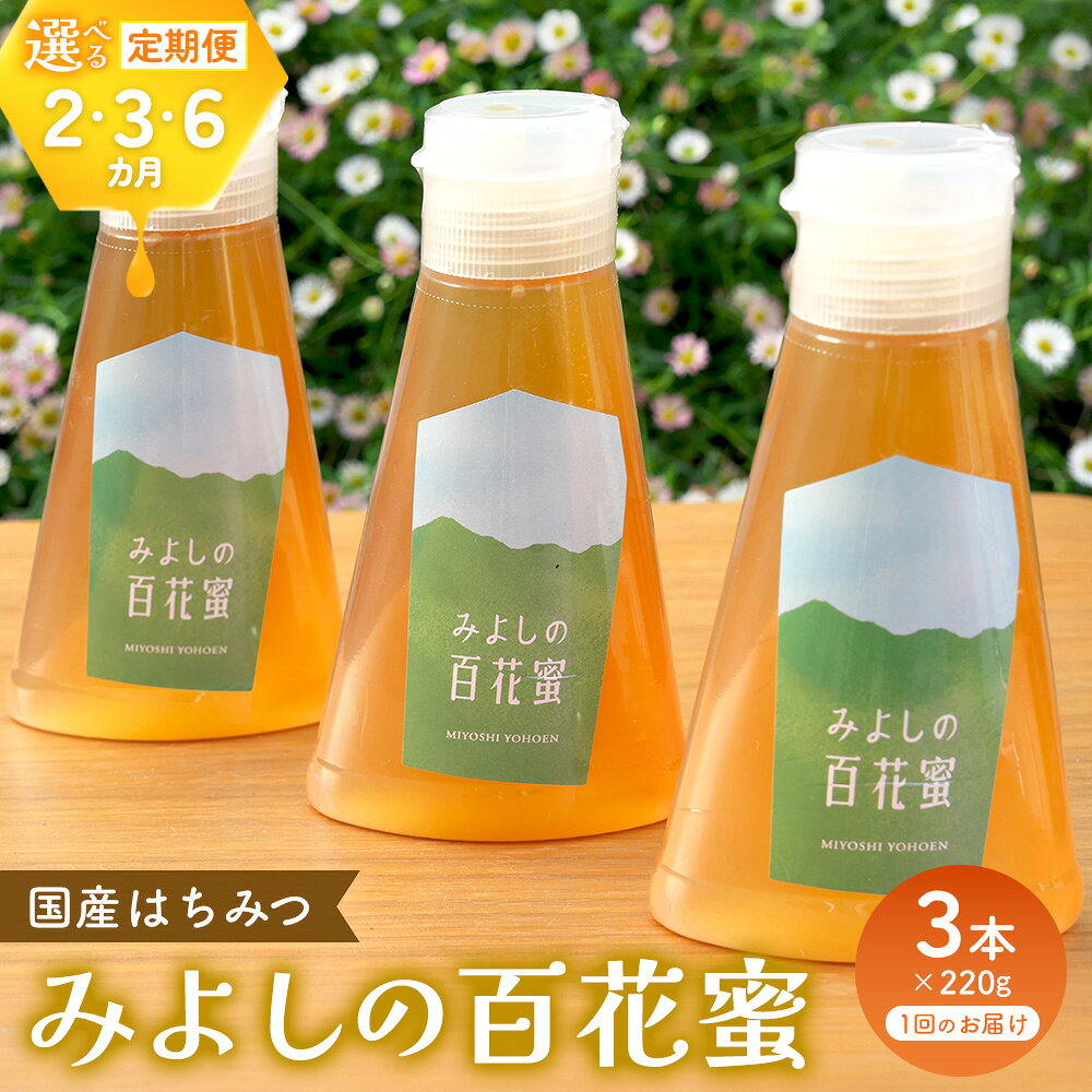 【ふるさと納税】みよしの百花蜜 220g×3本【お届け回数が選べる 2回定期便 3回定期便 6回定期便 はちみつ 百花蜜 国産 ミツバチ 甘み スッキリ 3本入 使いやすい セット】K063P009