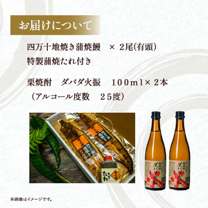 炭火の蒲焼ウナギ2尾＆幻の栗焼酎ダバダ火振り ／Esg-22 栗焼酎 うなぎ 蒲焼  鰻