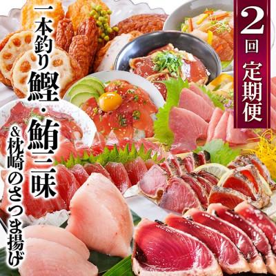 ふるさと納税 枕崎市 定期便(2回配送)一本釣りかつお・まぐろ三昧　(さつまあげも) DD-6005